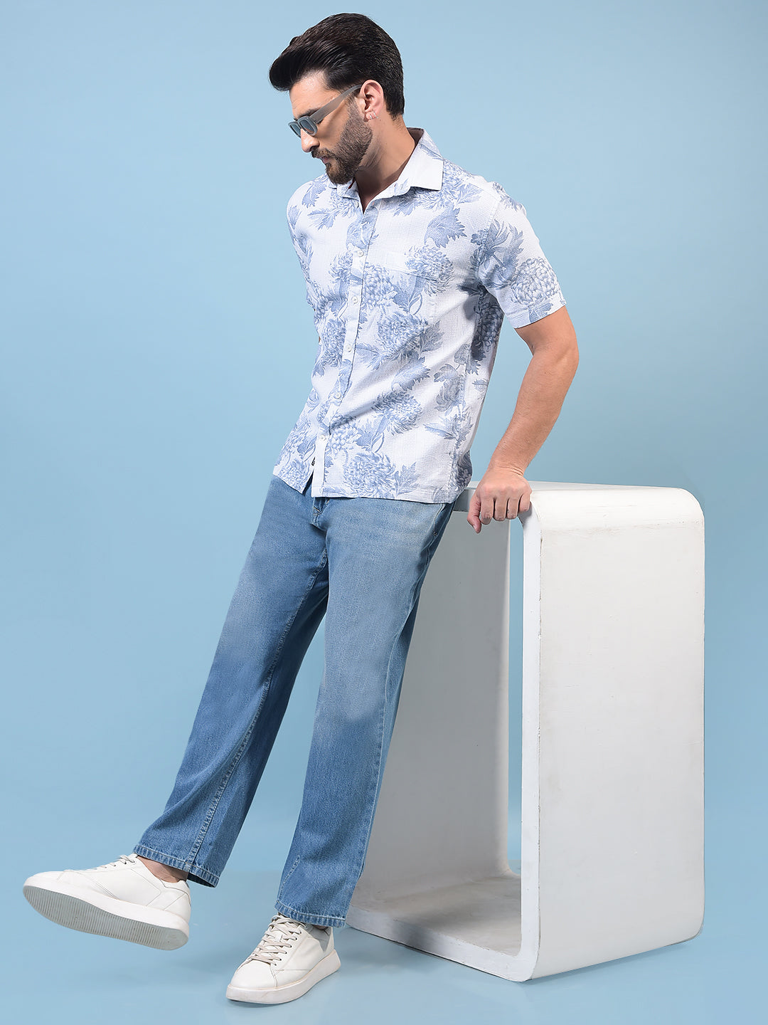Men's Blue Baggy Jeans-Men Jeans-Crimsoune Club