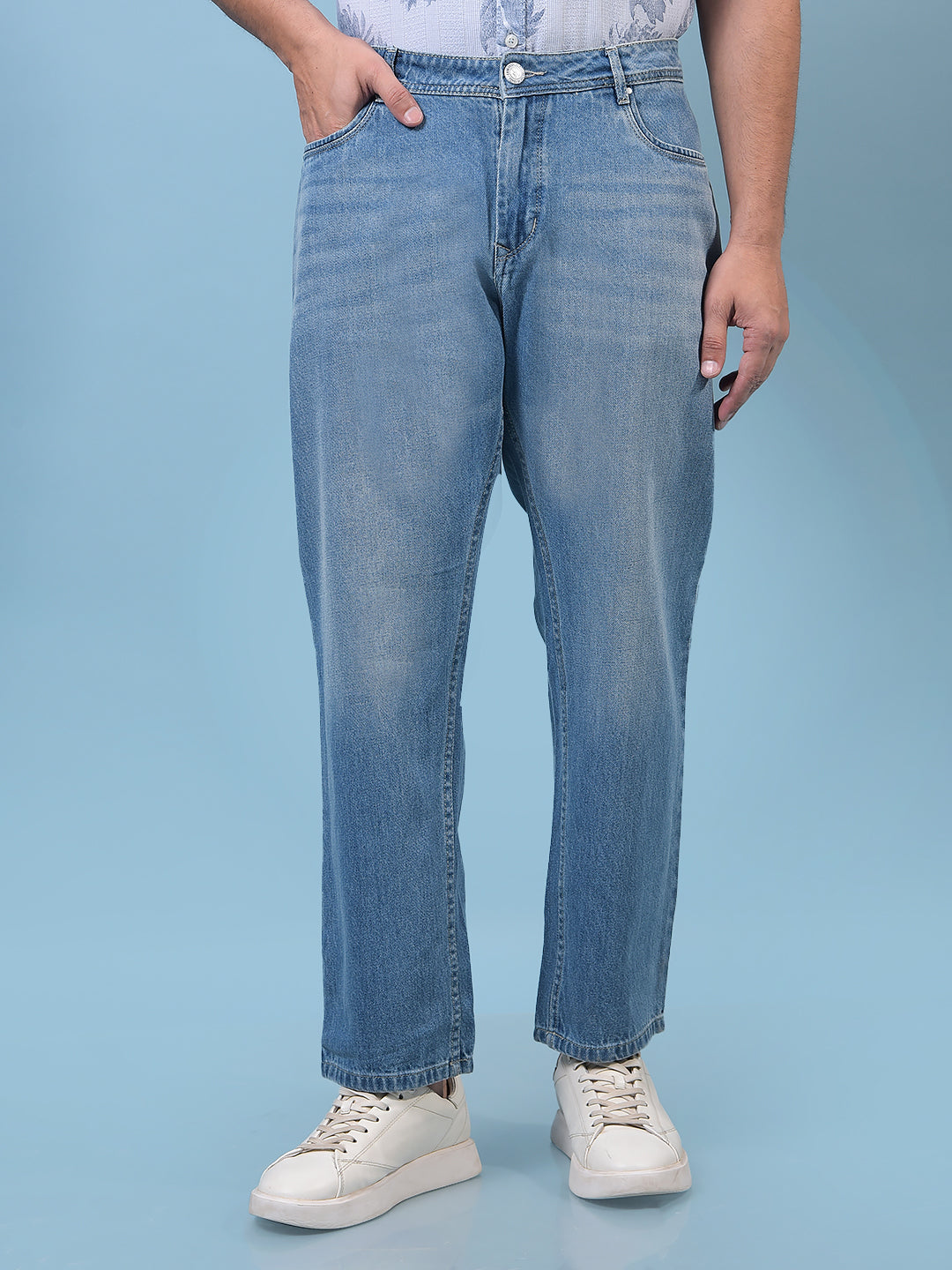 Men's Blue Baggy Jeans-Men Jeans-Crimsoune Club