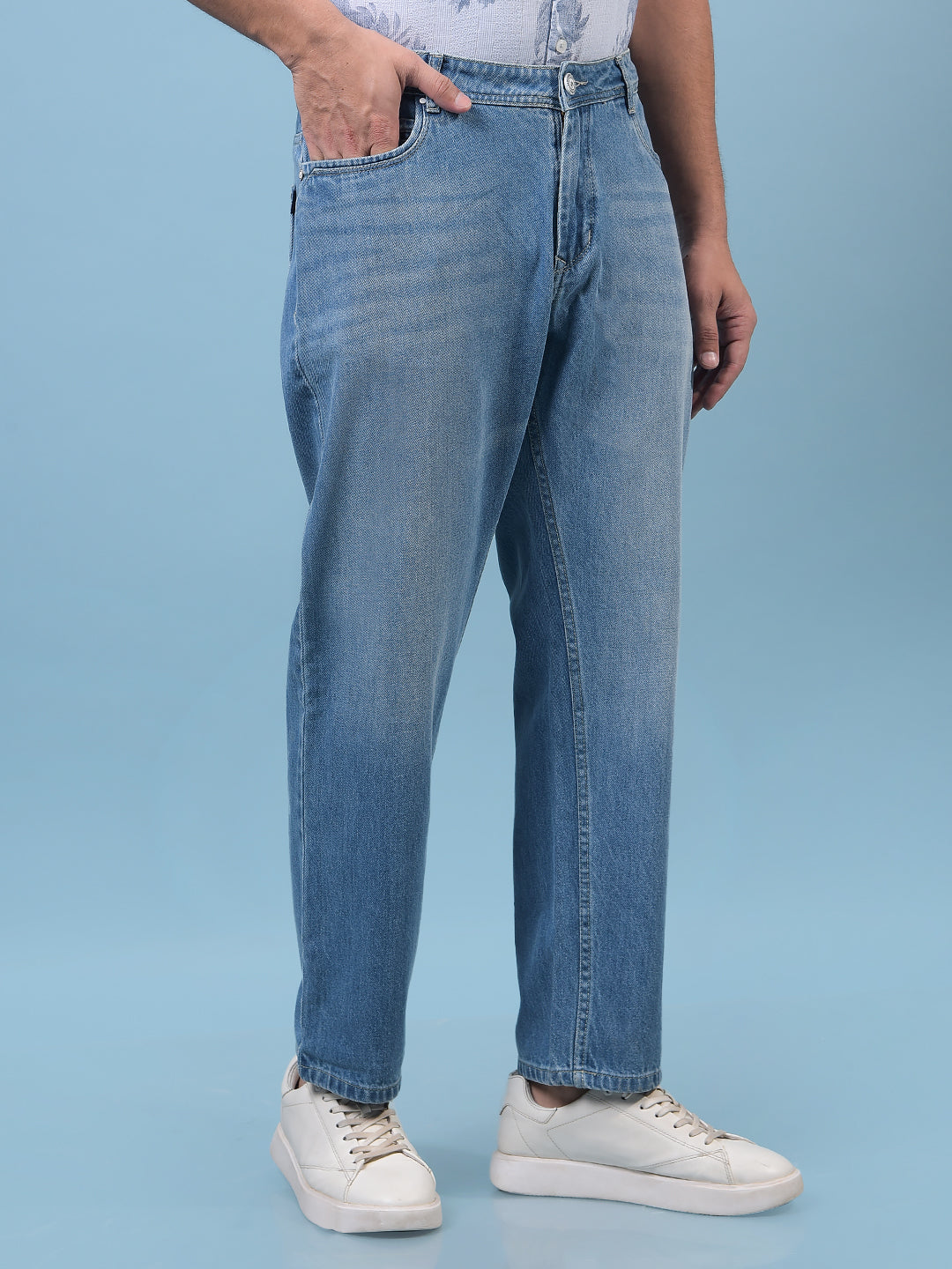 Men's Blue Baggy Jeans-Men Jeans-Crimsoune Club