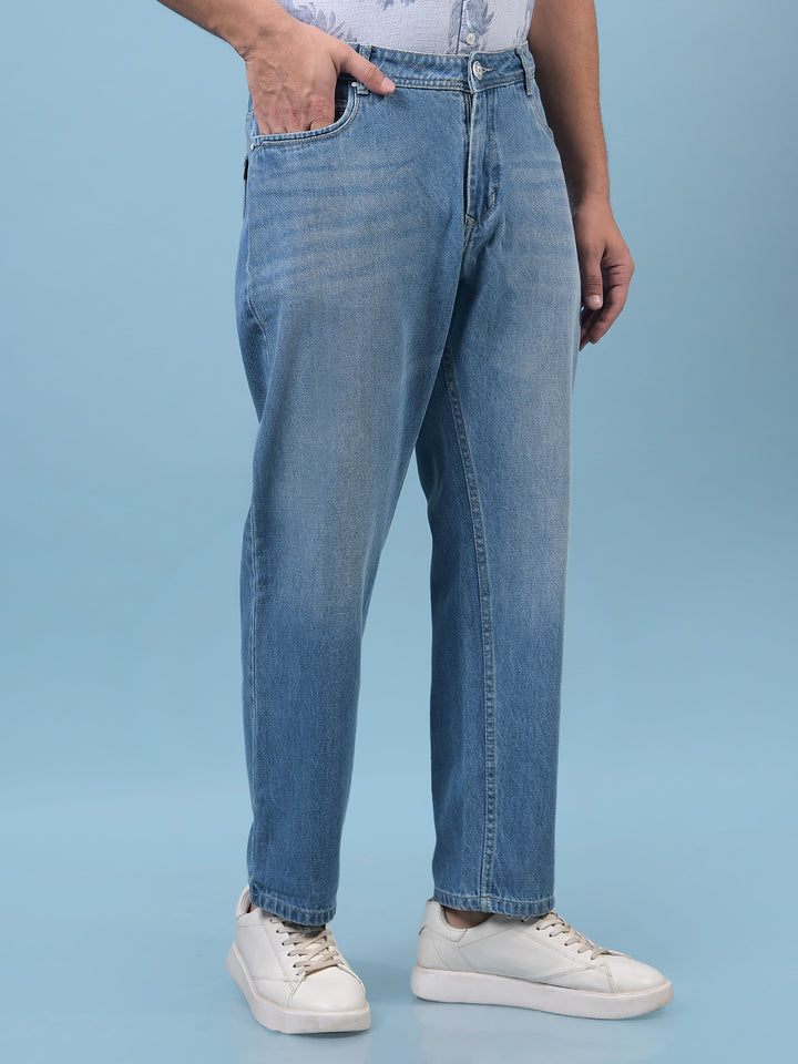 Men's Blue Baggy Jeans-Men Jeans-Crimsoune Club
