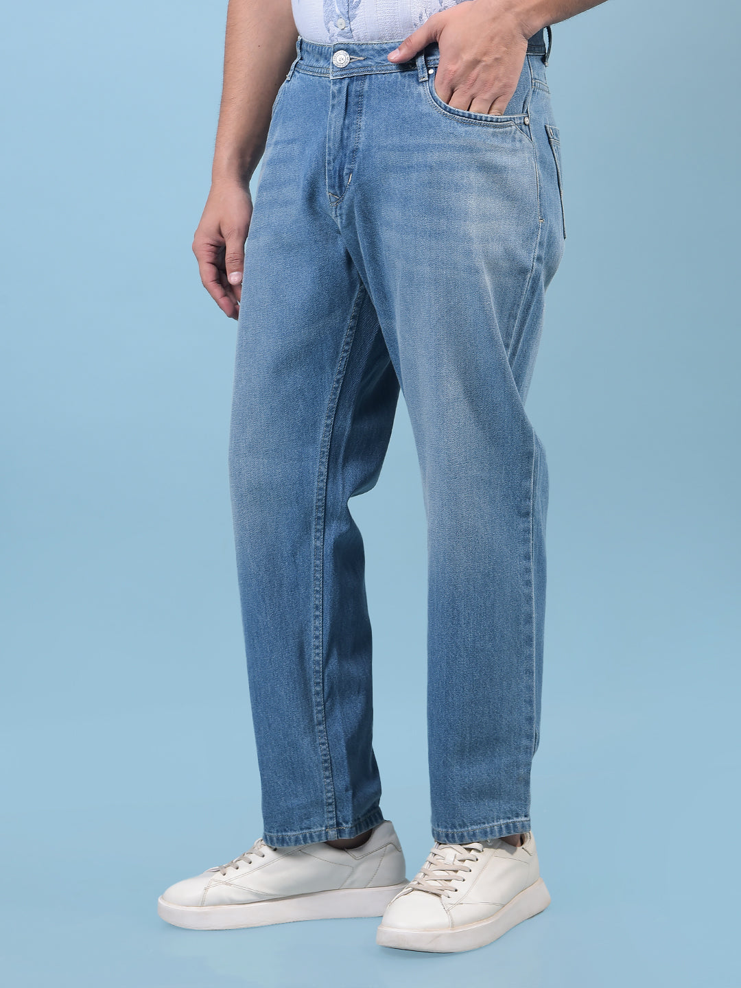 Men's Blue Baggy Jeans-Men Jeans-Crimsoune Club