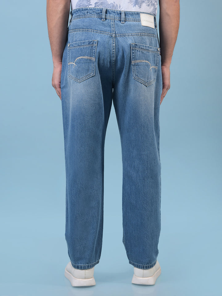 Men's Blue Baggy Jeans-Men Jeans-Crimsoune Club