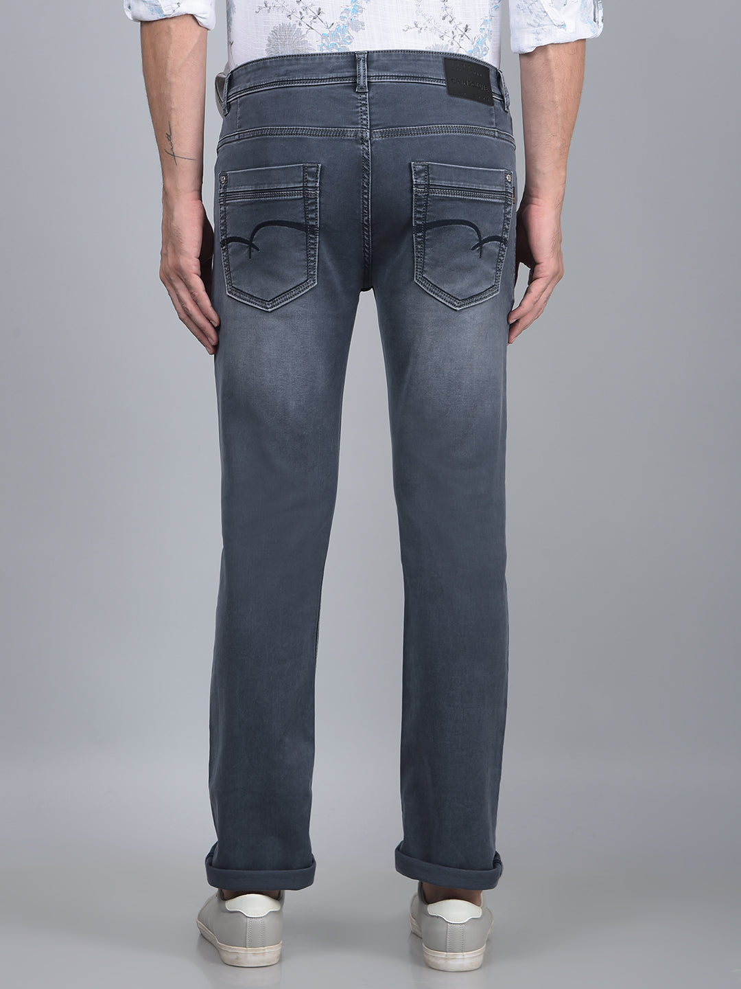 Grey Straight Jeans-Men Jeans-Crimsoune Club