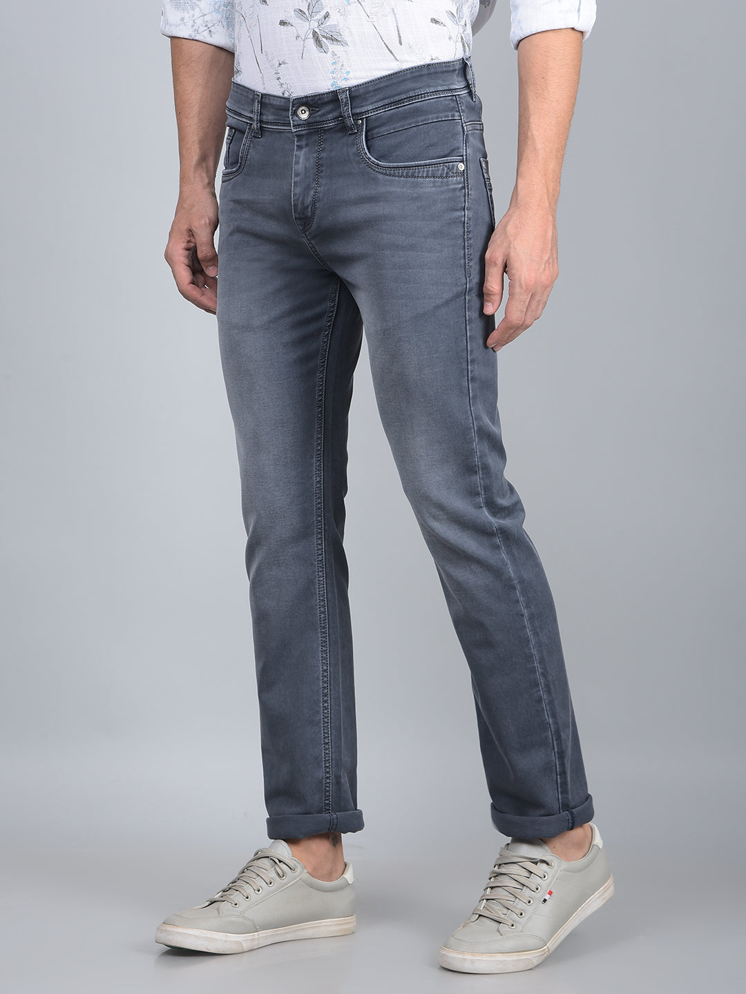 Grey Straight Jeans-Men Jeans-Crimsoune Club