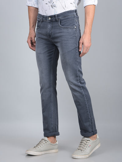 Grey Straight Jeans-Men Jeans-Crimsoune Club