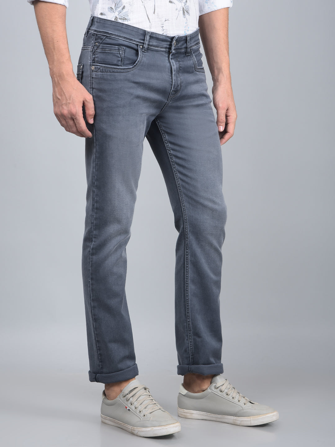 Grey Straight Jeans-Men Jeans-Crimsoune Club