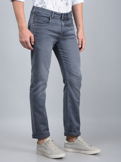 Grey Straight Jeans-Men Jeans-Crimsoune Club