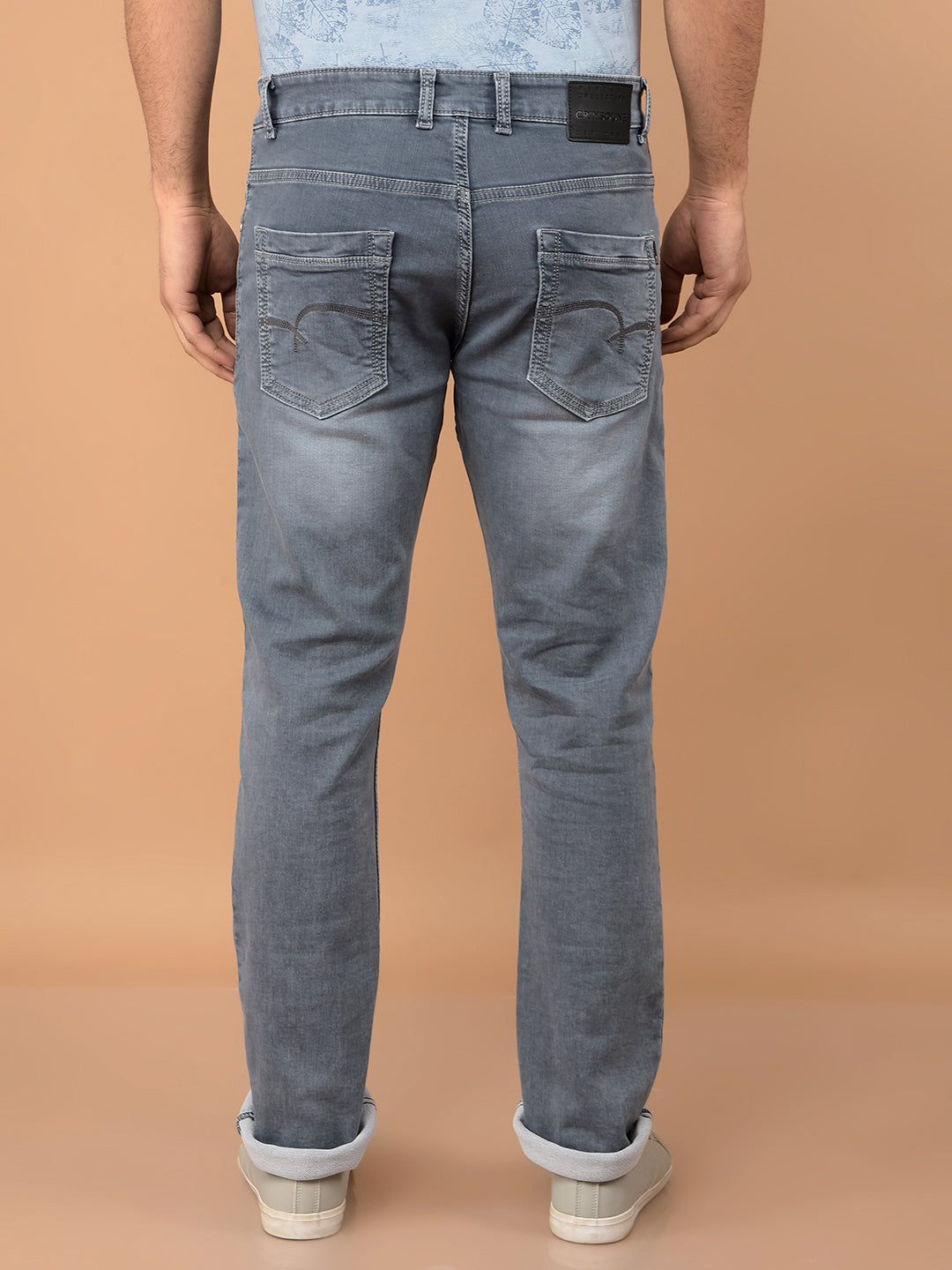 Grey Straight Jeans-Men Jeans-Crimsoune Club