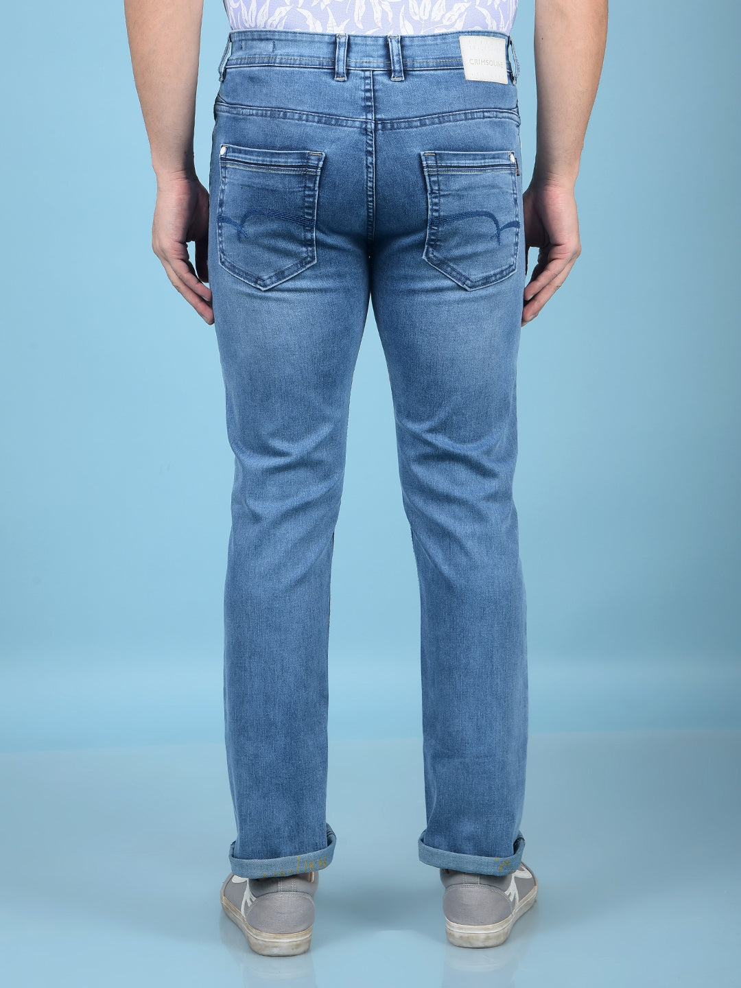 Blue Straight Jeans-Men Jeans-Crimsoune Club