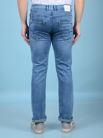 Blue Straight Jeans-Men Jeans-Crimsoune Club