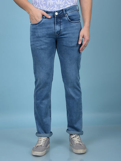 Blue Straight Jeans-Men Jeans-Crimsoune Club