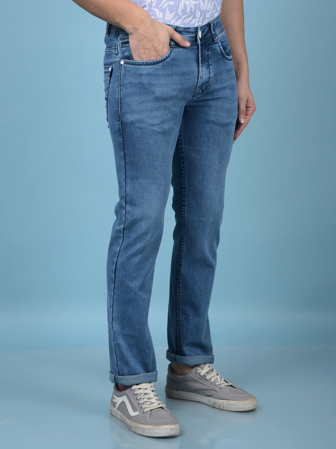Blue Straight Jeans-Men Jeans-Crimsoune Club