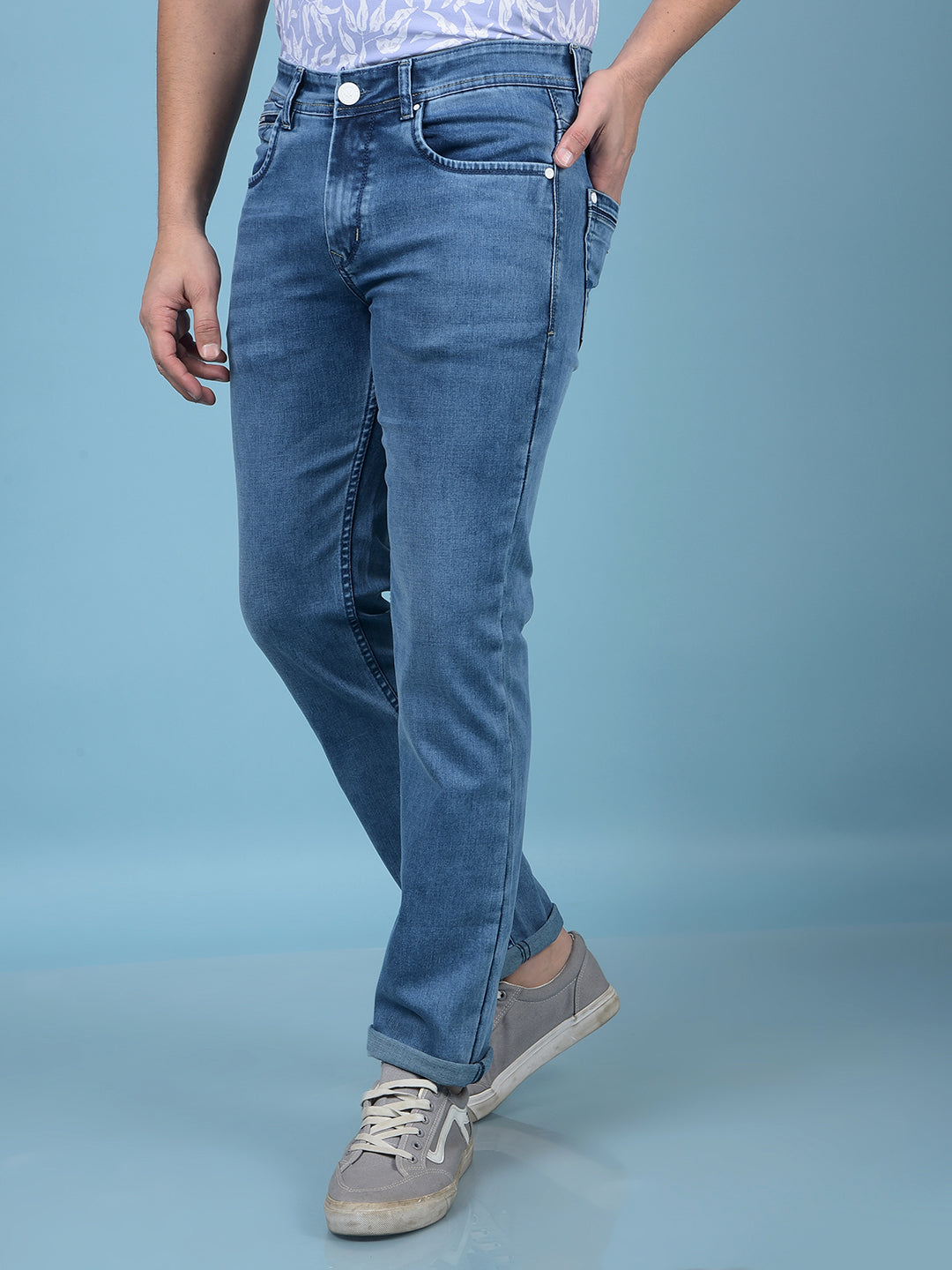 Blue Straight Jeans-Men Jeans-Crimsoune Club