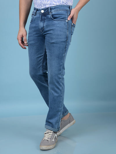 Blue Straight Jeans-Men Jeans-Crimsoune Club
