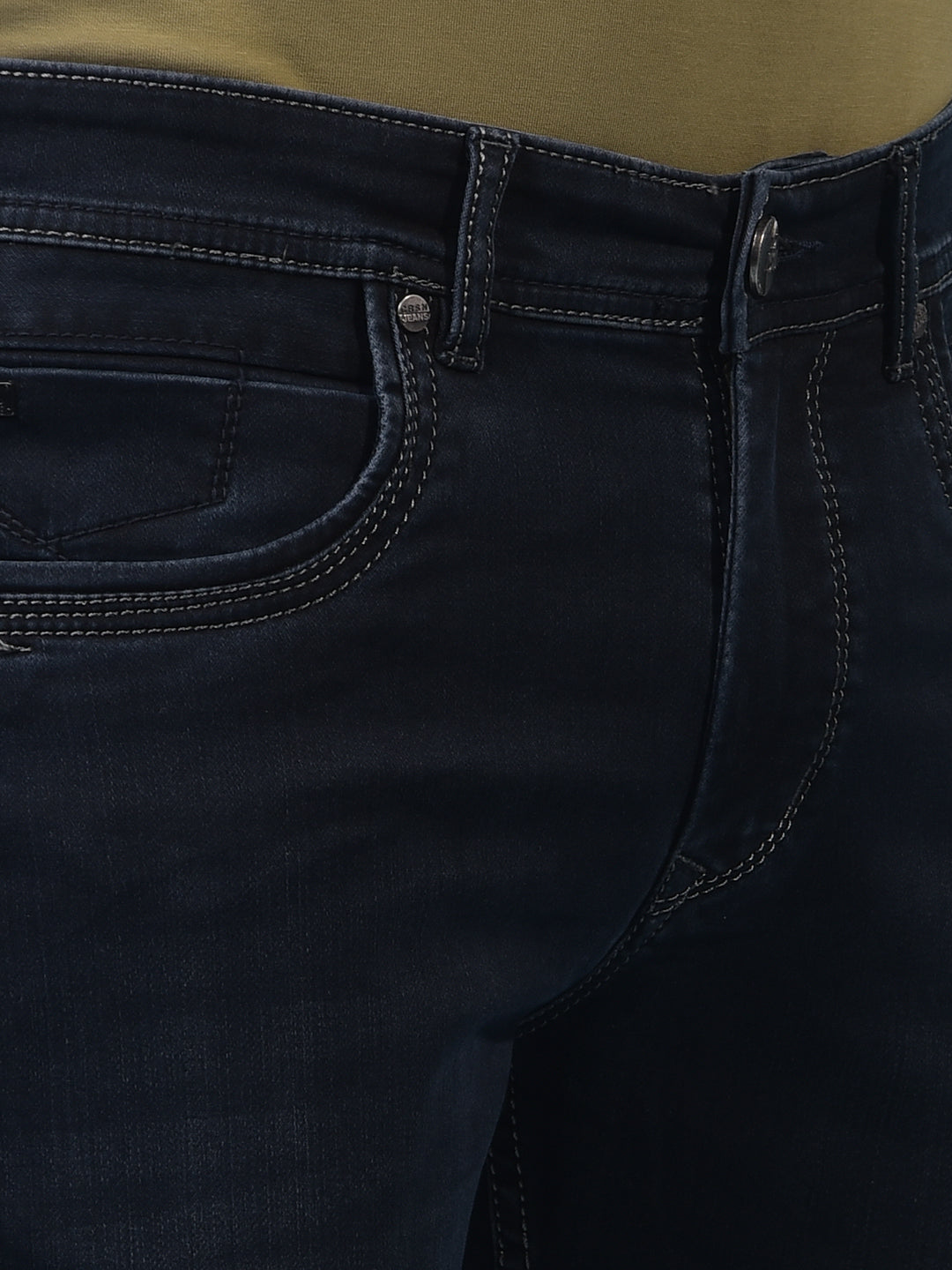 Men's Navy Blue Straight Jeans-Men Jeans-Crimsoune Club