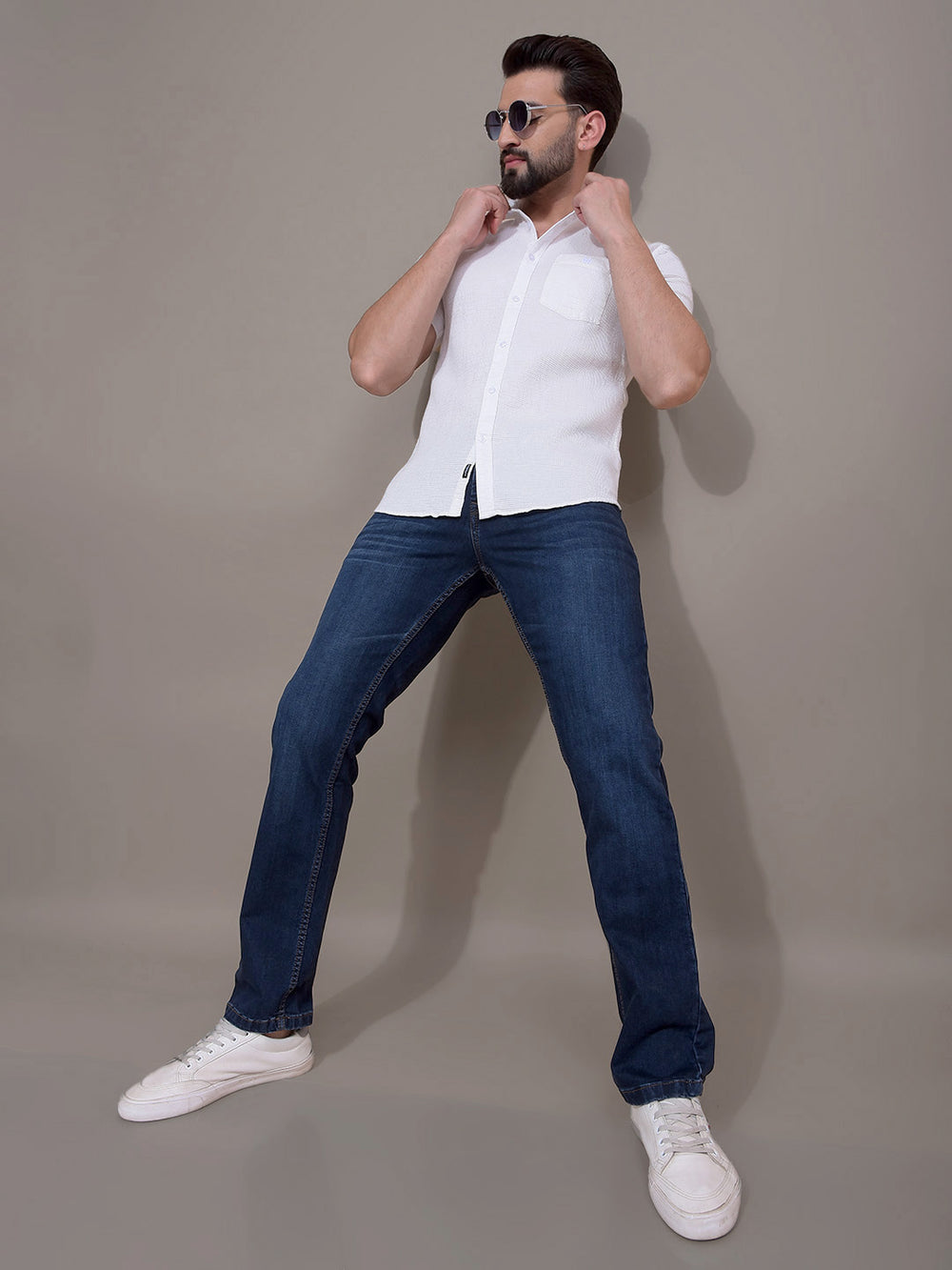 Blue Straight Jeans-Men Jeans-Crimsoune Club