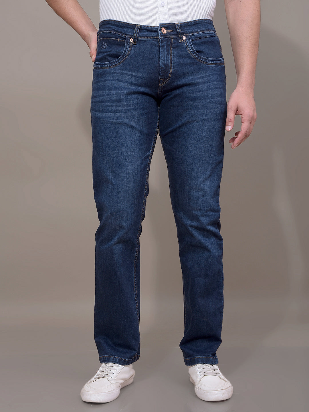 Blue Straight Jeans-Men Jeans-Crimsoune Club