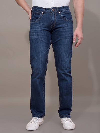 Blue Straight Jeans-Men Jeans-Crimsoune Club