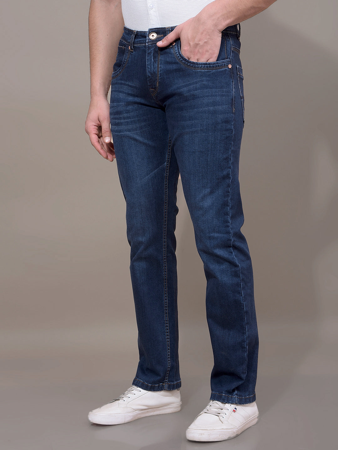 Blue Straight Jeans-Men Jeans-Crimsoune Club