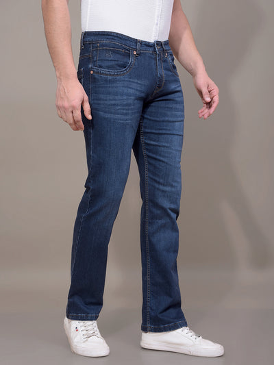 Blue Straight Jeans-Men Jeans-Crimsoune Club