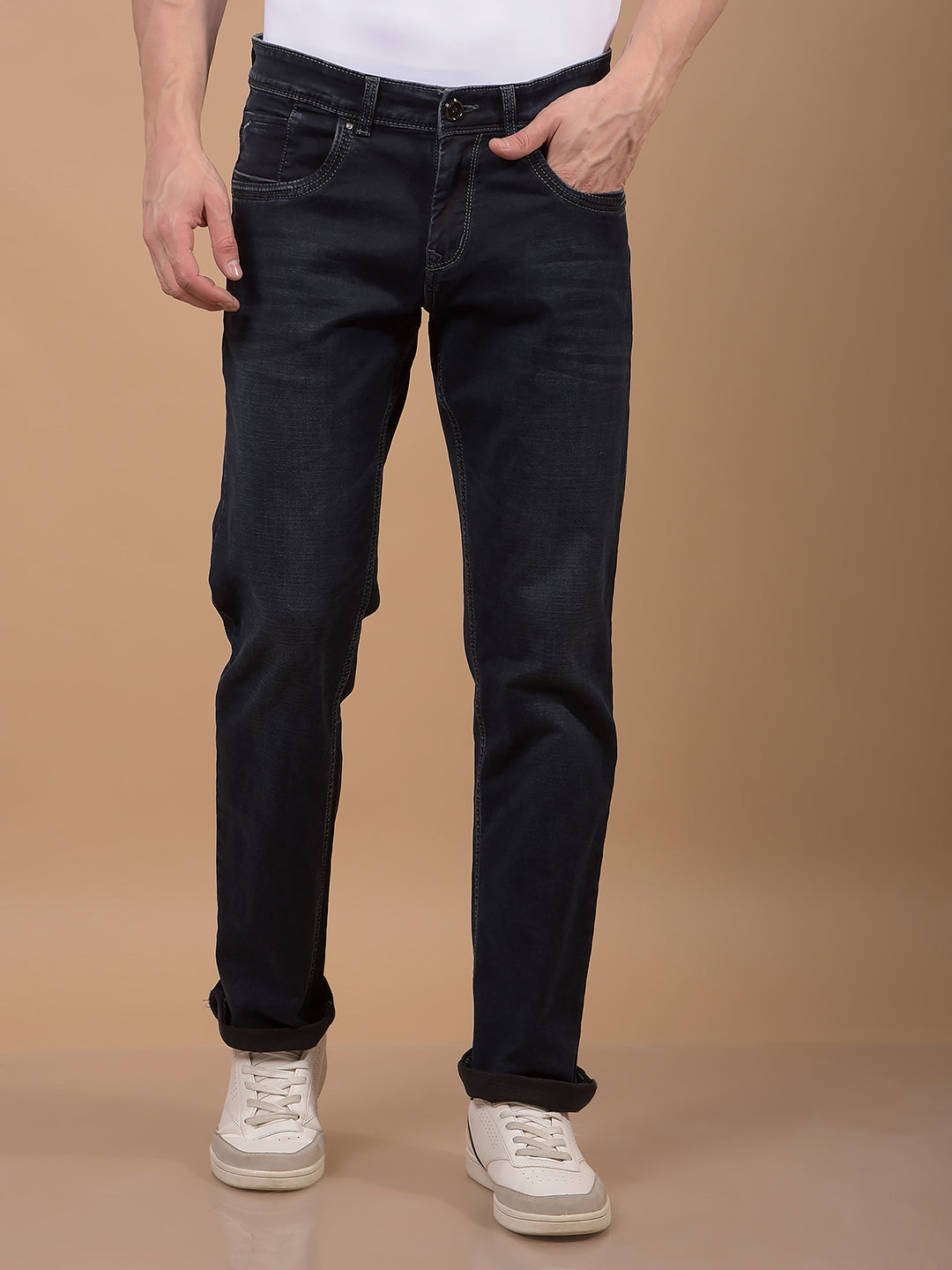 Blue Straight Jeans-Men Jeans-Crimsoune Club
