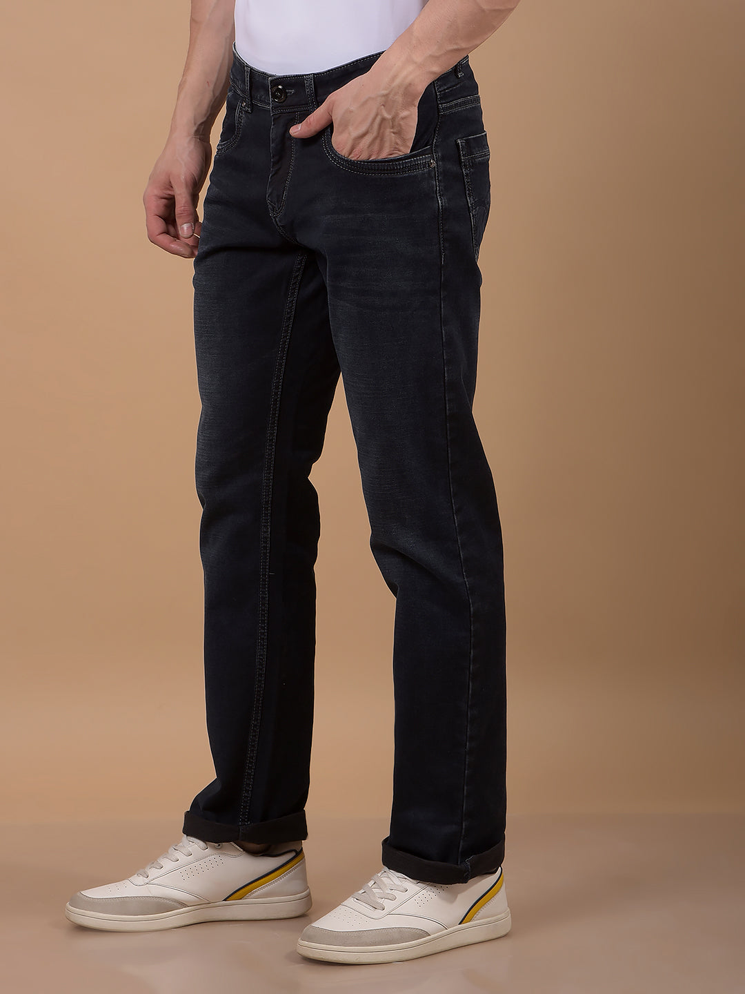 Blue Straight Jeans-Men Jeans-Crimsoune Club