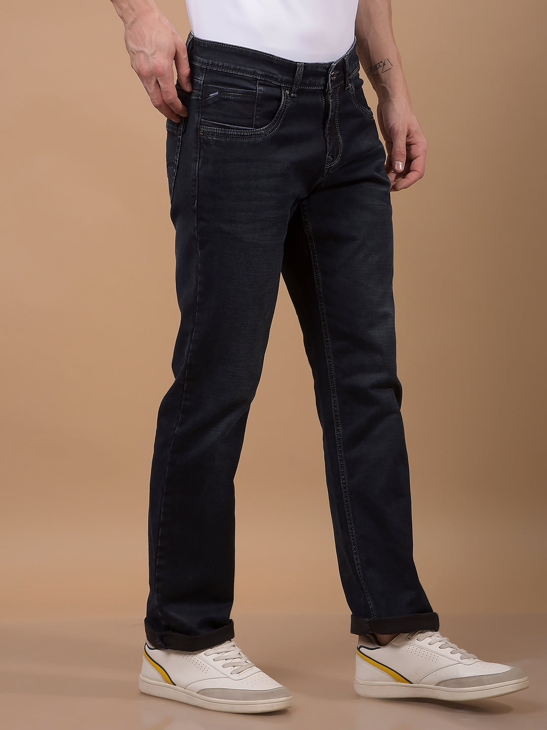 Blue Straight Jeans-Men Jeans-Crimsoune Club