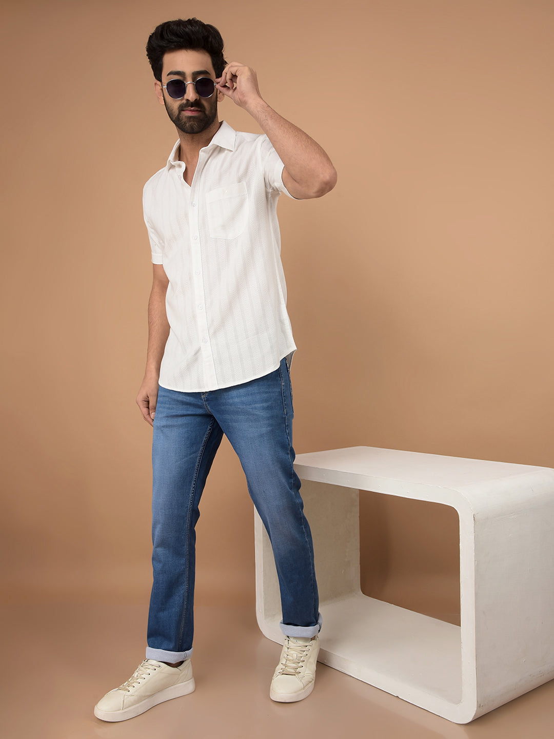 Blue Straight Jeans-Men Jeans-Crimsoune Club