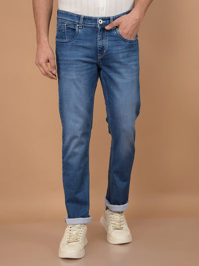 Blue Straight Jeans-Men Jeans-Crimsoune Club