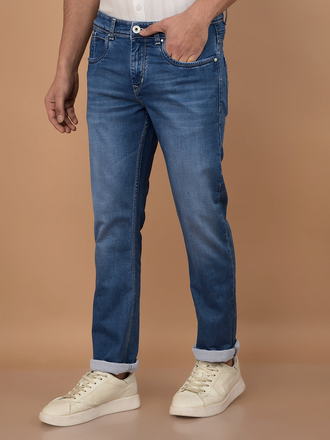 Blue Straight Jeans-Men Jeans-Crimsoune Club