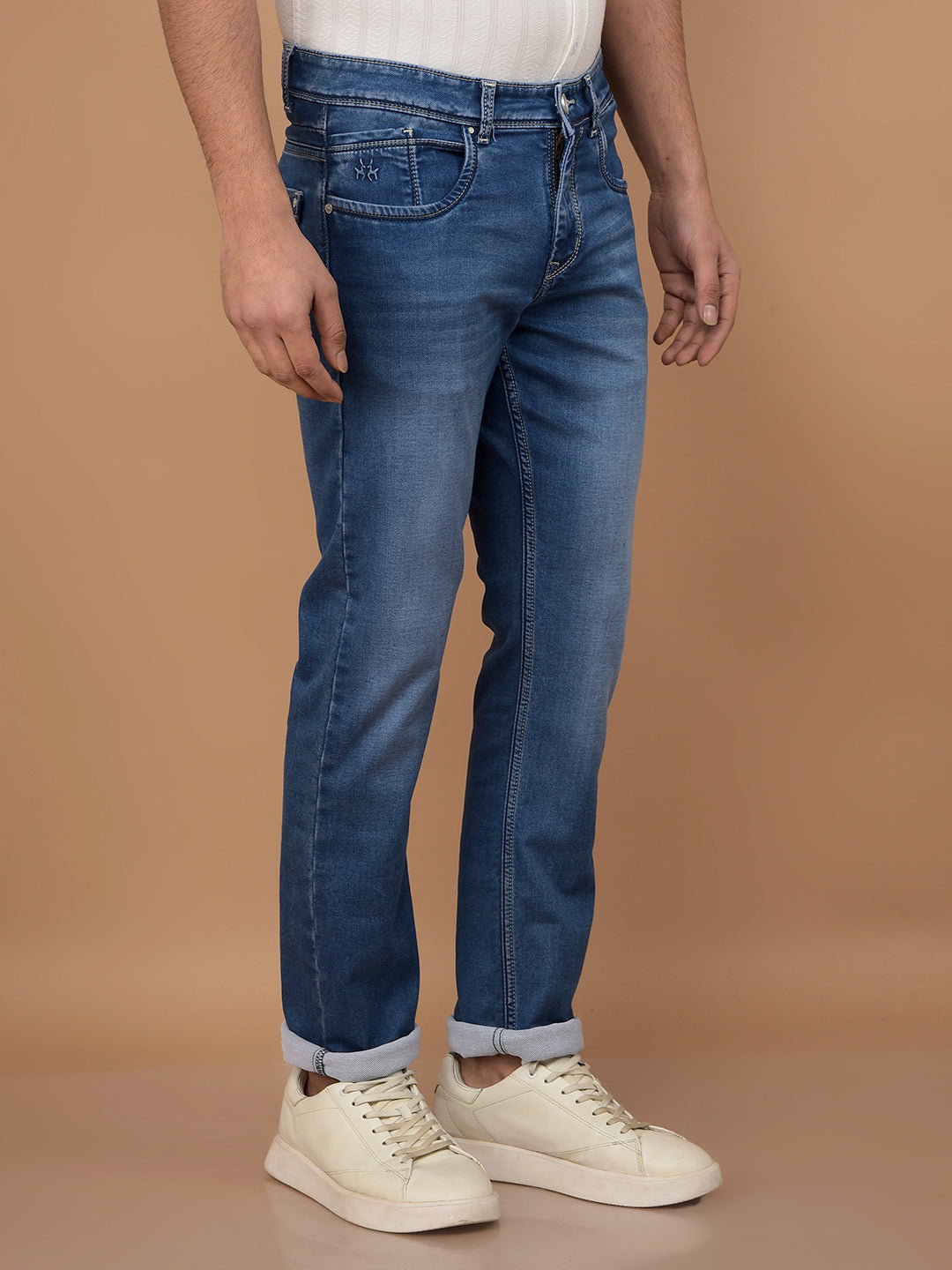 Blue Straight Jeans-Men Jeans-Crimsoune Club