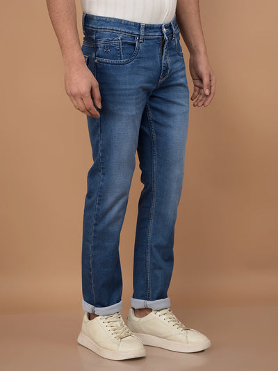 Blue Straight Jeans-Men Jeans-Crimsoune Club