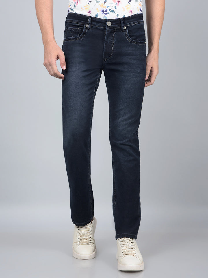 Blue Straight Jeans-Men Jeans-Crimsoune Club