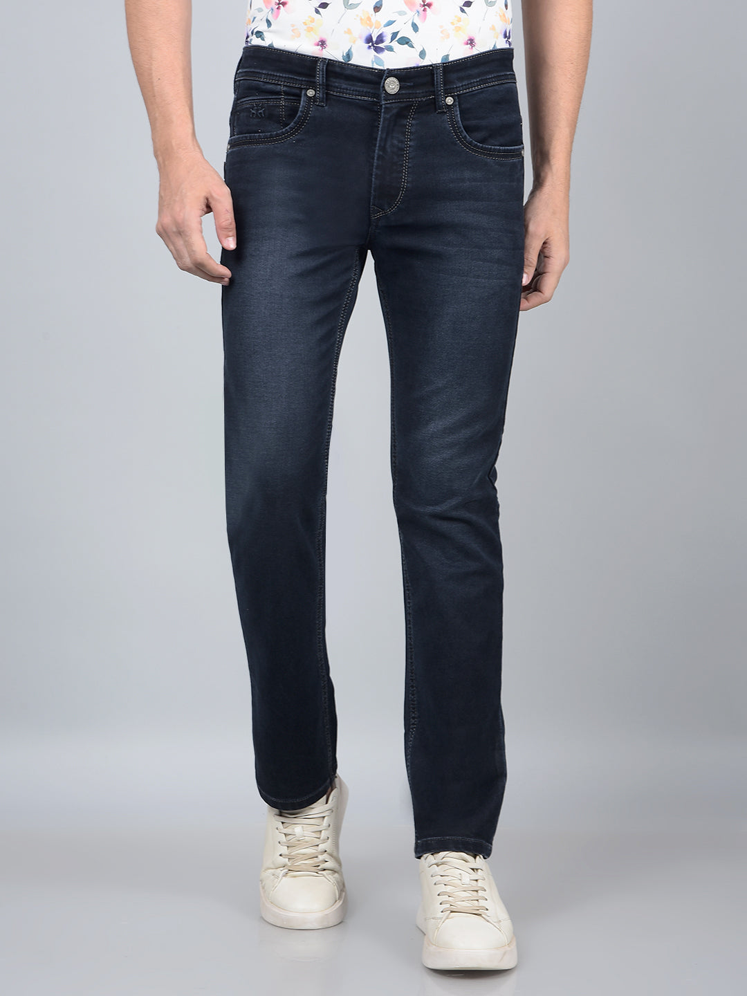 Blue Straight Jeans-Men Jeans-Crimsoune Club