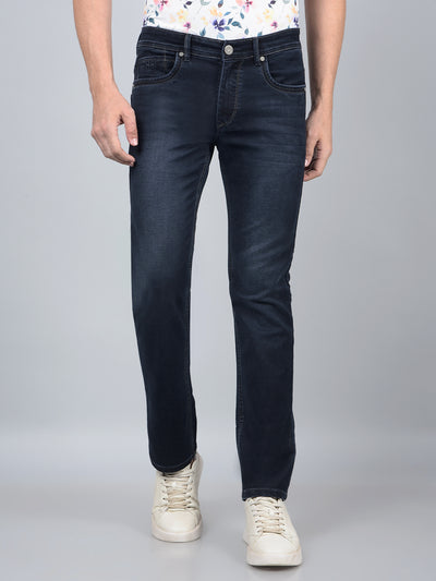 Blue Straight Jeans-Men Jeans-Crimsoune Club