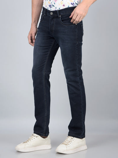 Blue Straight Jeans-Men Jeans-Crimsoune Club