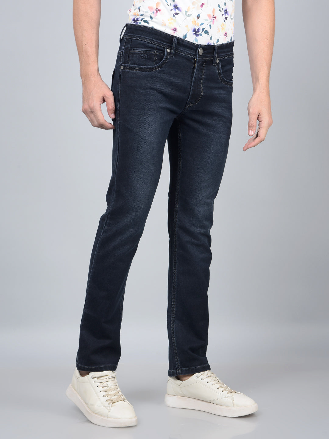 Blue Straight Jeans-Men Jeans-Crimsoune Club