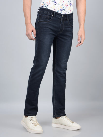 Blue Straight Jeans-Men Jeans-Crimsoune Club