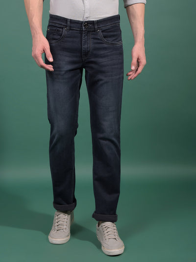 Blue Straight Jeans-Men Jeans-Crimsoune Club