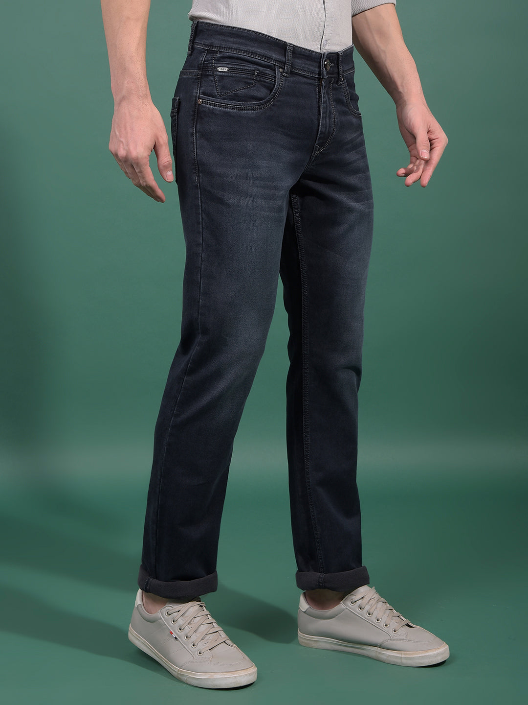 Blue Straight Jeans-Men Jeans-Crimsoune Club