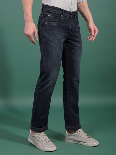 Blue Straight Jeans-Men Jeans-Crimsoune Club