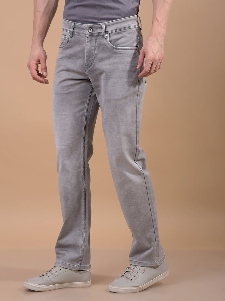 Grey Straight Jeans-Men Jeans-Crimsoune Club