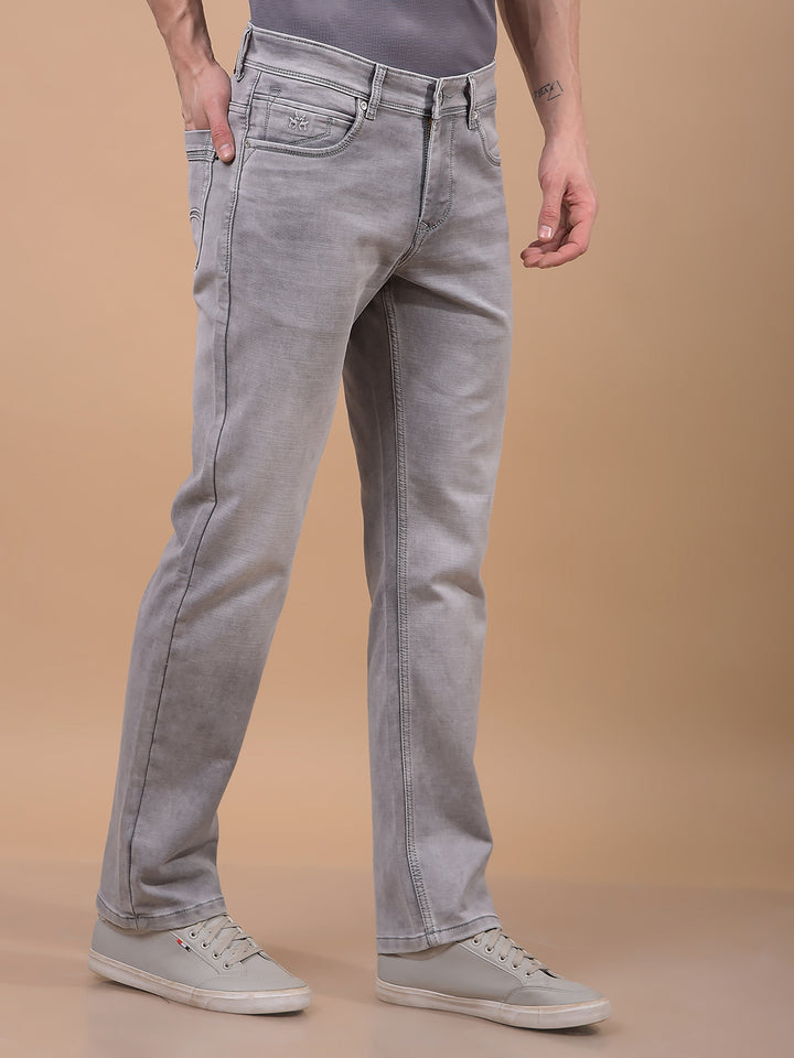 Grey Straight Jeans-Men Jeans-Crimsoune Club