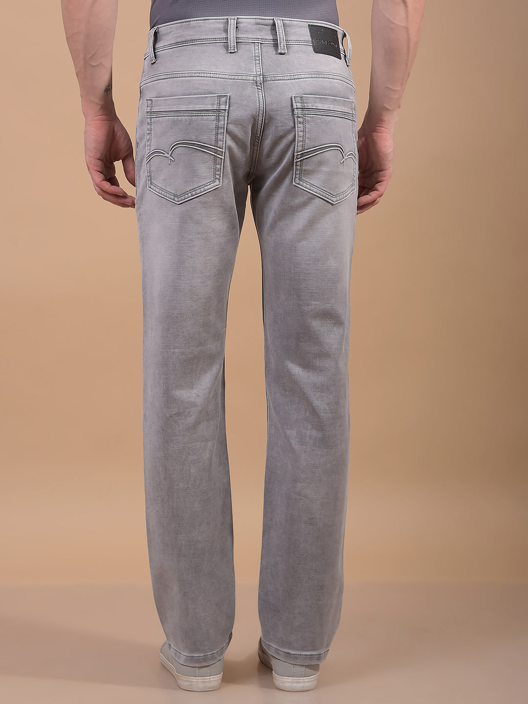 Grey Straight Jeans-Men Jeans-Crimsoune Club