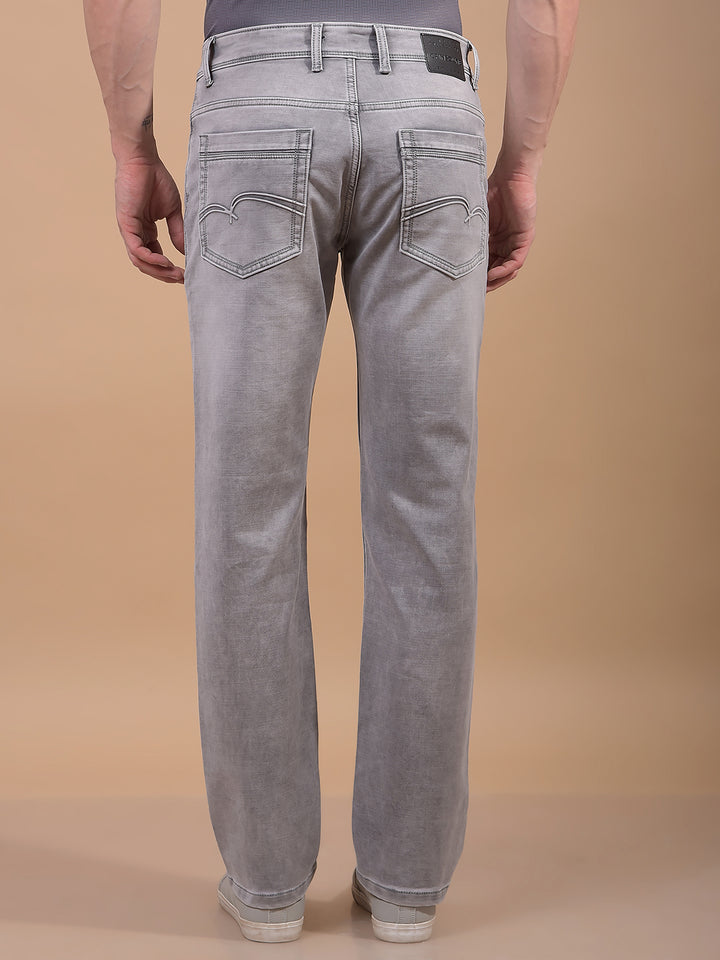 Grey Straight Jeans-Men Jeans-Crimsoune Club