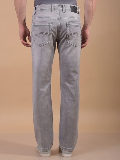Grey Straight Jeans-Men Jeans-Crimsoune Club
