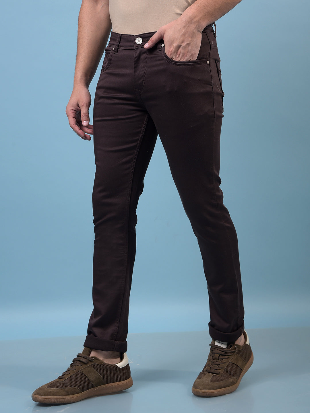 Men's Brown Jeans-Men Jeans-Crimsoune Club
