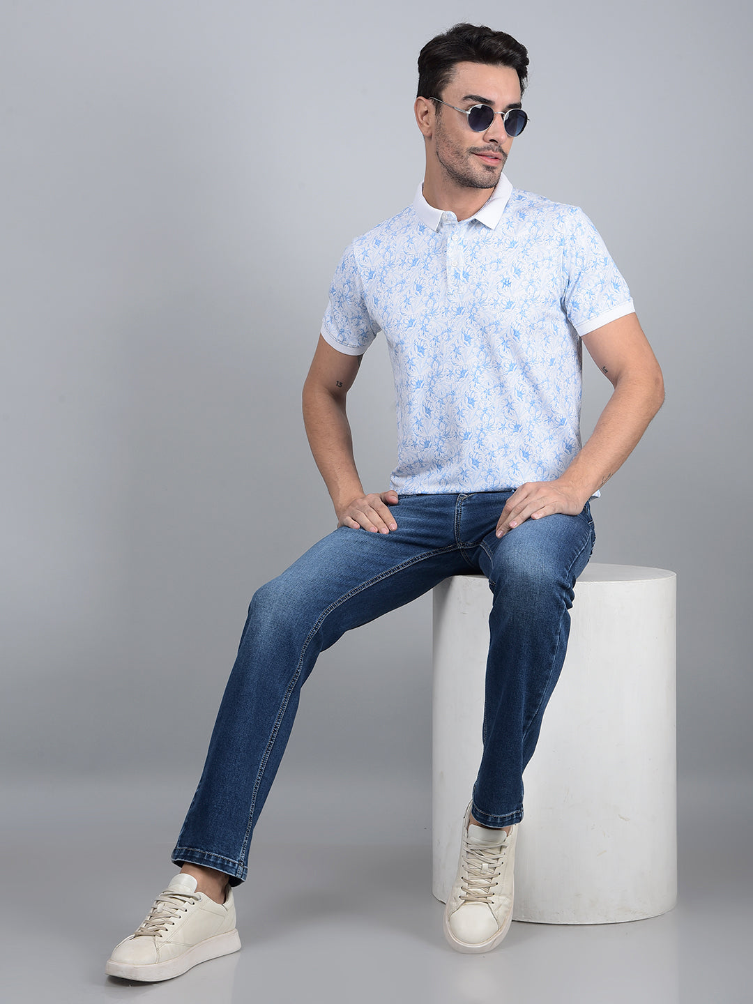 Blue Straight Jeans-Men Jeans-Crimsoune Club