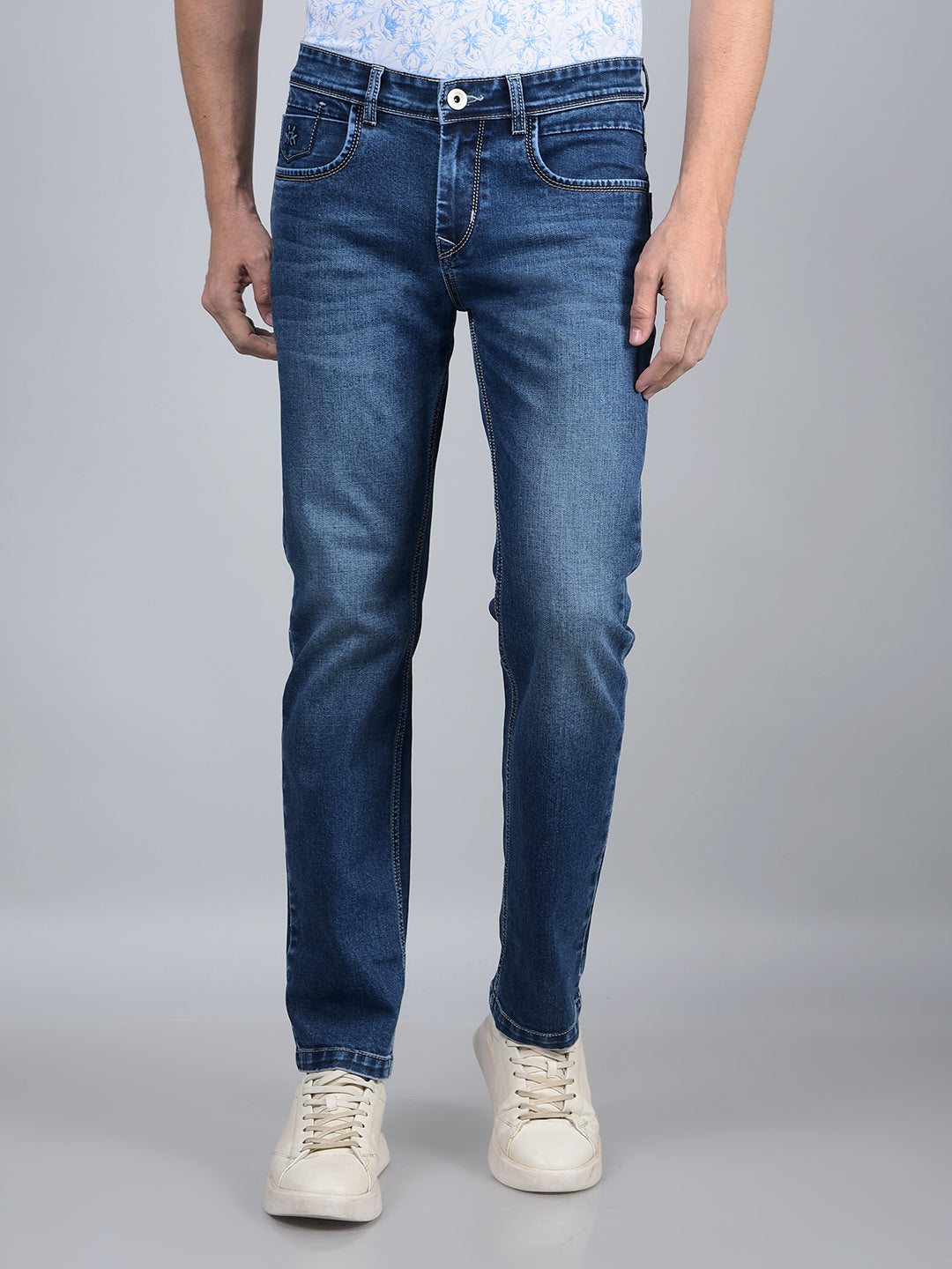 Blue Straight Jeans-Men Jeans-Crimsoune Club