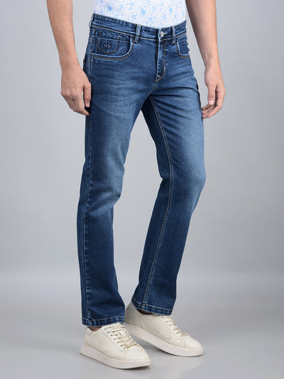 Blue Straight Jeans-Men Jeans-Crimsoune Club